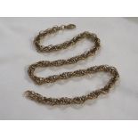 9ct gold rope twist triple-link chain, stamped 375 with British assay marks, length 40cm, 20.8g