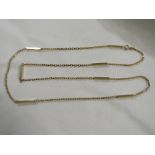 9ct gold neck chain of oblong links with seven rectangular bars at intervals, stamped 375, length