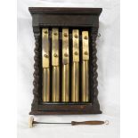 Wall mounting xylophone or metallophone, five bars with cylindrical resonators in a dark wood