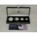 Royal Mint 2005 Britannia Collection silver proof four-coin set, Two Pounds, One Pound, Fifty