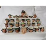 A collection of twenty-two Royal Doulton small character jugs each about 5.5cm high - Captain