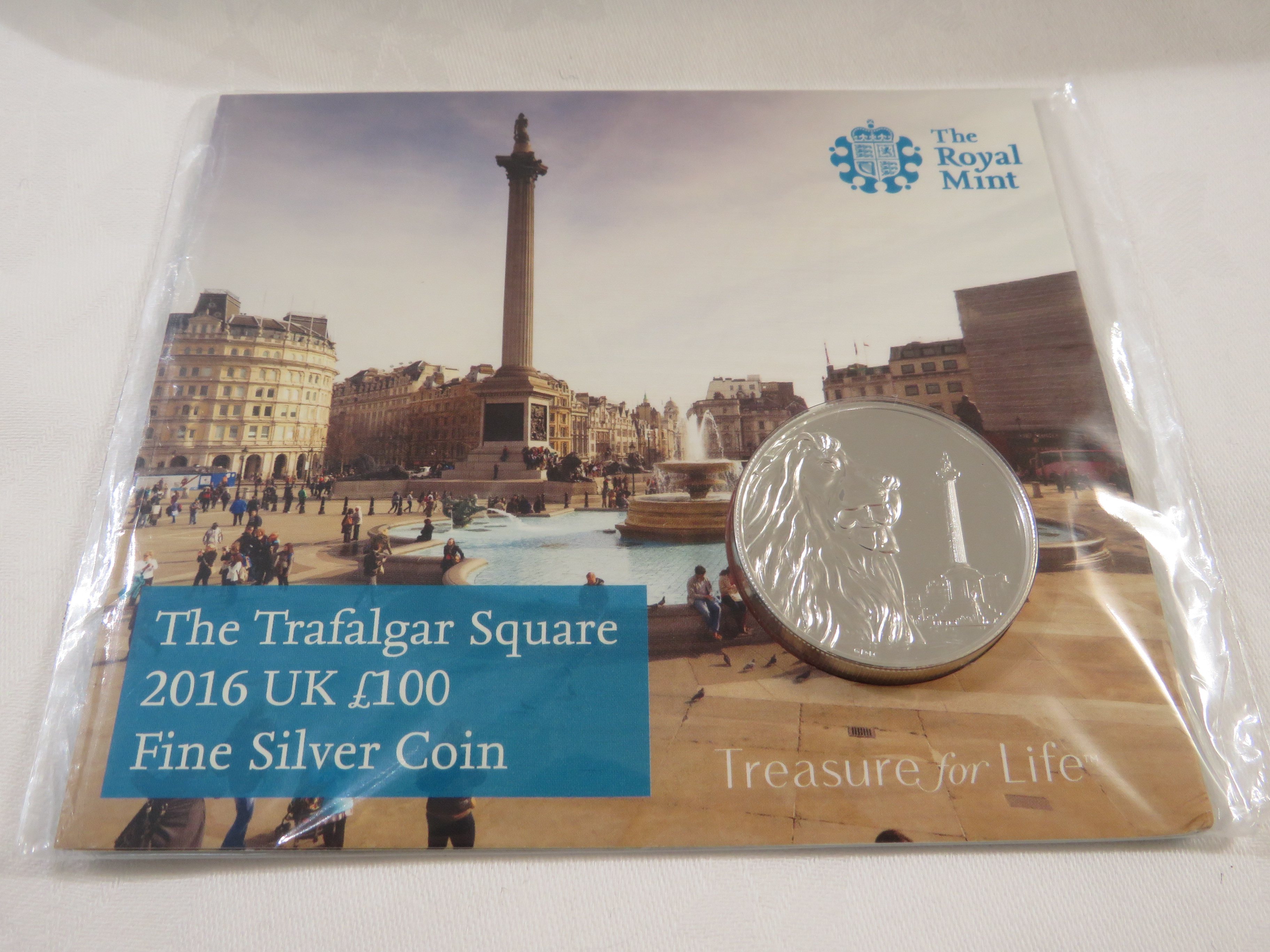 Royal Mint Trafalgar Square 2016 UK £100 fine silver coin