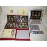 Five Royal Mint Deluxe Proof Coin Sets - 1996 Deluxe proof set commemorating 25 years of
