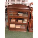 Three tier oak sectional 'The Lebus Bookcase' with up and over glazed fronts and galleried top