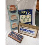 Four commercial and advertising items - a No 36 4lb box Fry's Shilling chocolate vanilla flavour