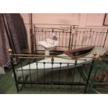 5' brass and iron bedstead with brass plaque details (bought in 2002 from Victorian dreams for £