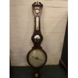 19th century mahogany cased banjo barometer, the spirit level signed J McAllister London,