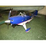 Scale flying model aeroplane Pitts S-2B, blue, single propeller with engine, overall length 150cm,