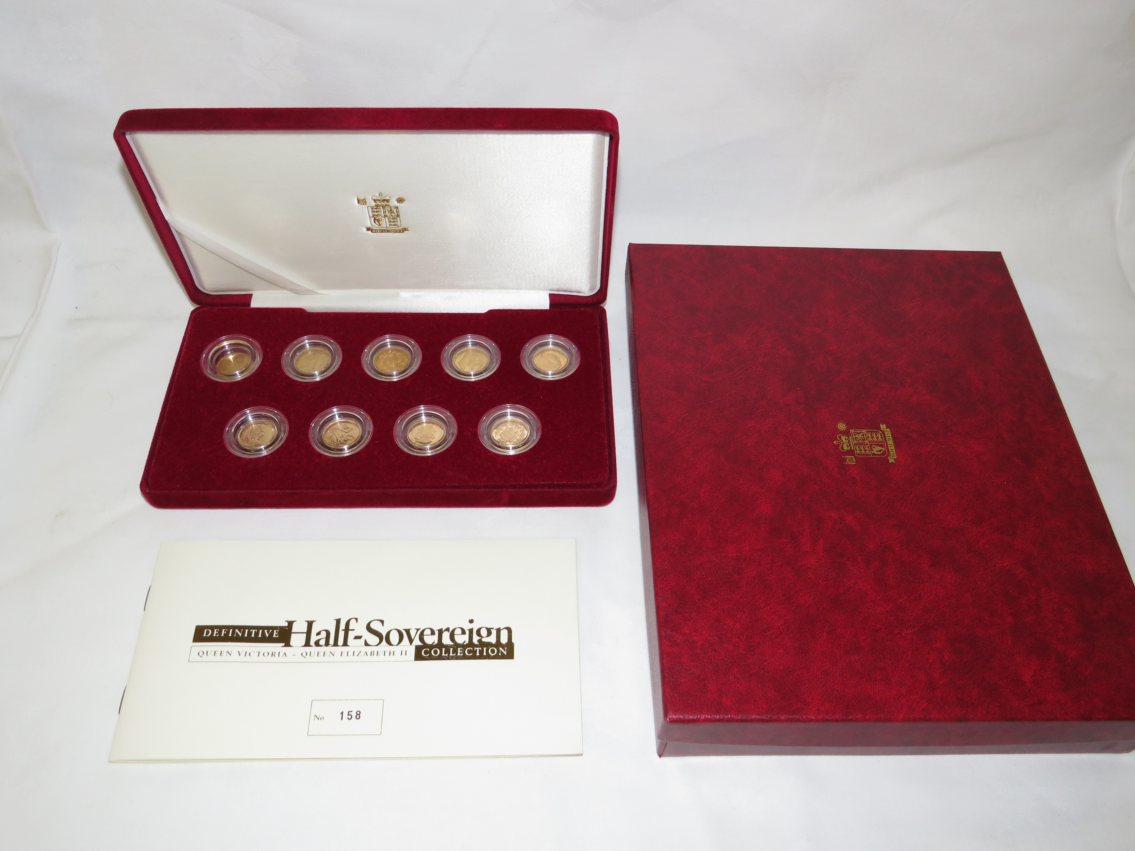 Royal Mint Half-Sovereign Definitive Collection, nine half sovereigns from Queen Victoria to Queen