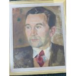 Portrait of man with red tie, signed and dated top left Biren De JAN 1950, oil on canvas (35cm x