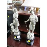 PAIR OF CAST METAL FIGURES OF IRON WORKERS