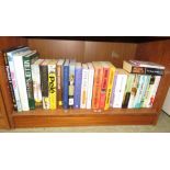 SHELF OF BOOKS INCLUDING AUTOBIOGRAPHIES AND DOWNTON ABBEY