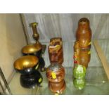 SMALL SELECTION OF DECORATIVE ITEMS INCLUDING RUSSIAN STYLE NESTING DOLLS (A/F), ORIENTAL