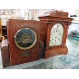 TWO OAK CASED CHIMING MANTLE CLOCKS