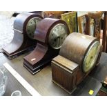 THREE WOODEN CASED CHIMING MANTLE CLOCKS