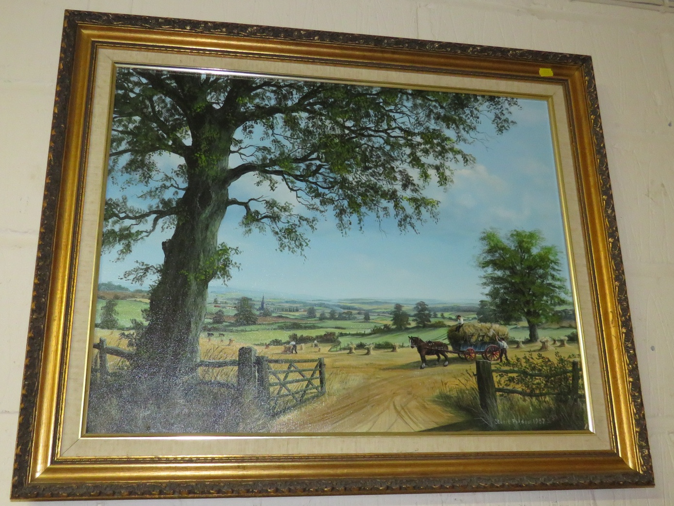 FRAMED OIL ON CANVAS HAYMAKING SCENE