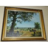 FRAMED OIL ON CANVAS HAYMAKING SCENE