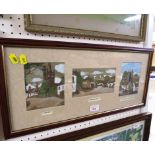 FRAMED TRIPTYCH COLOURED PRINTS OF SIDBURY, BROADHEMBURY AND OTTERY ST MARY, TOGETHER WITH FRAMED