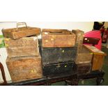 SELECTION OF WOODEN COMMERCIAL CRATES INCLUDING WHITE HORSE WHISKY AND ELEY GRAND PRIX CARTRIDGES,