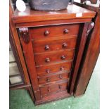 MAHOGANY WELLINGTON CHEST OF SIX GRADUATED DRAWERS