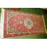 LANDSDOWN WILTON PERSIAN REPRODUCTION RUG (180CM X 90CM), PINK GROUND WITH FOLIATE AND ANIMAL