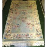 EMBOSSED CHINESE STYLE RUG WITH LANDSCAPE SCENE (A/F)