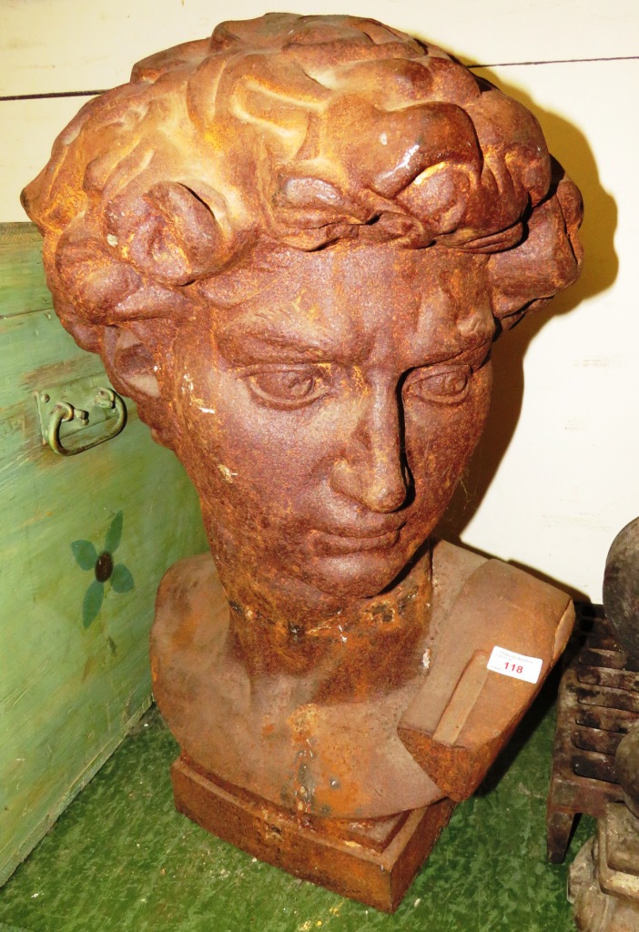 CAST IRON BUST AFTER MICHELANGELO'S DAVID