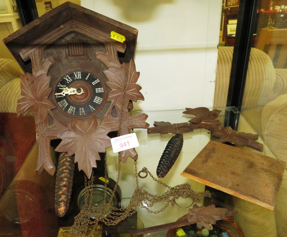 CARVED WOODEN BLACK FOREST STYLE CUCKOO CLOCK (A/F)