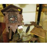 CARVED WOODEN BLACK FOREST STYLE CUCKOO CLOCK (A/F)