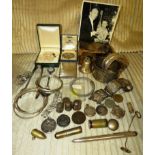 METAL BANGLES AND BRACELETS, COSTUME JEWELLERY, MEDALLIONS AND SMALL ITEMS