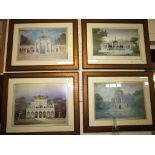 SET OF FOUR FRAMED AND GLAZED PRINTS AFTER 18TH CENTURY WATERCOLOURS OF PAVILIONS AND CLASSICAL