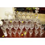 STUART CRYSTAL DECANTER, WINE GLASSES AND OTHER ASSORTED STUART CRYSTAL DRINKING GLASSES