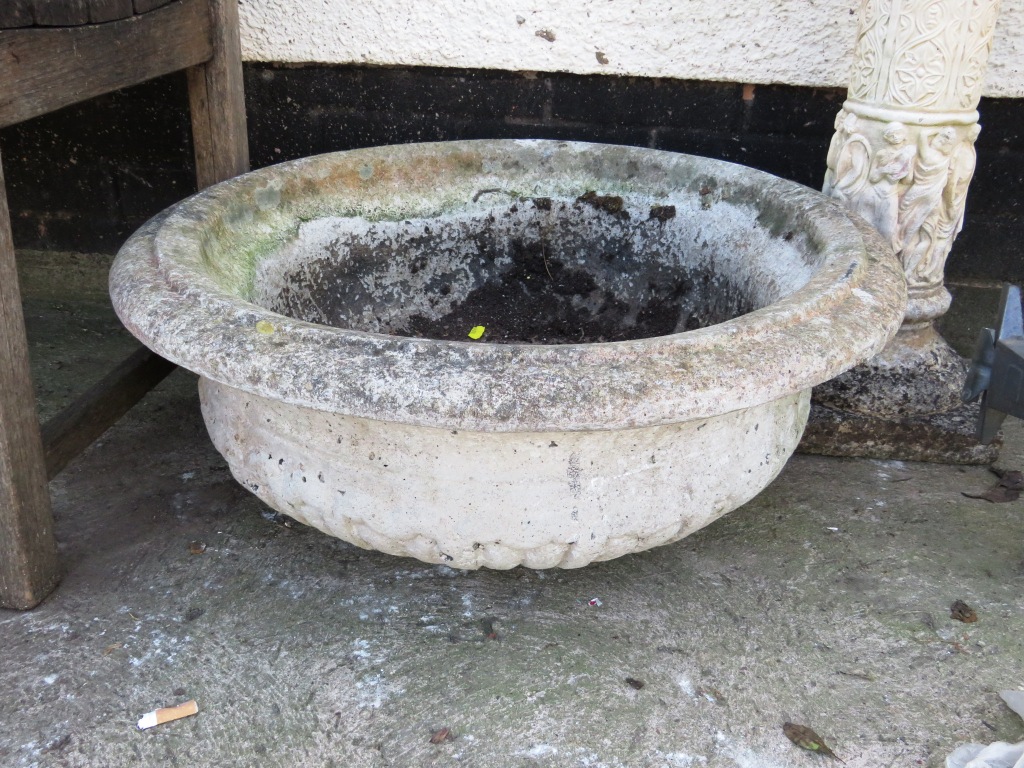 LARGE STONE PLANTER AND COLUMN