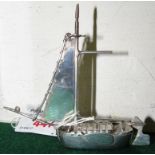 IMPORTED SILVER MODEL OF SAILING BOAT WITH CHESTER SPONSOR MARK TO MAST