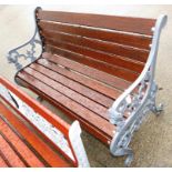 GARDEN BENCH WITH GREY PAINTED CAST METAL ENDS AND WOODEN SLATS