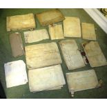 BOX OF PARCHMENT DOCUMENTS DATING FROM THE LATE 17TH AND 18TH CENTURY