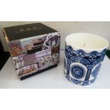 BOXED HALCYON DAYS 'HISTORIC ROYAL PALACES' FINE BONE CHINA BLUE AND WHITE PATTERNED CANDLE HOLDER