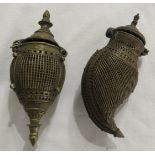 TWO ARABIC BRASS ORNAMENTAL INCENSE BOXES