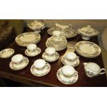 WEDGWOOD 'HATHAWAY ROSE' PART DINNER AND TEA SERVICE INCLUDING LIDDED TUREENS, PLATES, CUPS AND