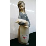 LLADRO FIGURINE OF GIRL HOLDING PIGLET