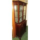 MAHOGANY INLAID AND BOXWOOD STRUNG CABINET WITH SINGLE DRAWER AND CUPBOARD DOOR TO BASE (KEYS IN