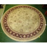 BEIGE GROUND CIRCULAR PATTERNED FLOOR RUG 'NOBLE ART' (160CM DIAMETER)