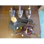 VEGETABLE SLICER, 'RAPID' MARMALADE CUTTER AND THREE IRONS