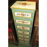 TALL CABINET OF SEVEN DRAWERS WITH PAINTED FOLIATE DECORATION