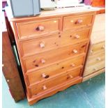PINE CHEST OF TWO SHORT OVER FOUR LONG GRADUATED DRAWERS