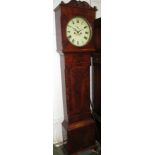 A 19th century striking eight day long case clock in a cross banded mahogany case. The square hood