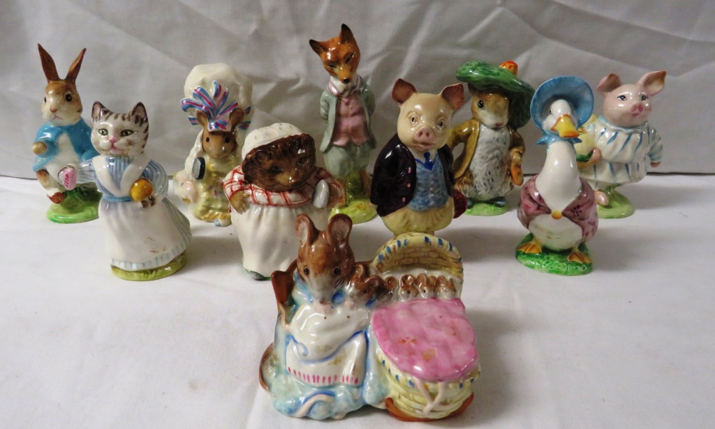 Ten Beswick F. Warne and Co. Ltd Beatrix Potter figures - Benjamin Bunny, Foxy Whiskered