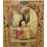 19th century needlework Eli and the young child Samuel, framed and glazed, 57cm x 47cm