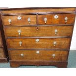 George III oak chest of two short over three long graduated drawers with moulded and later pierced