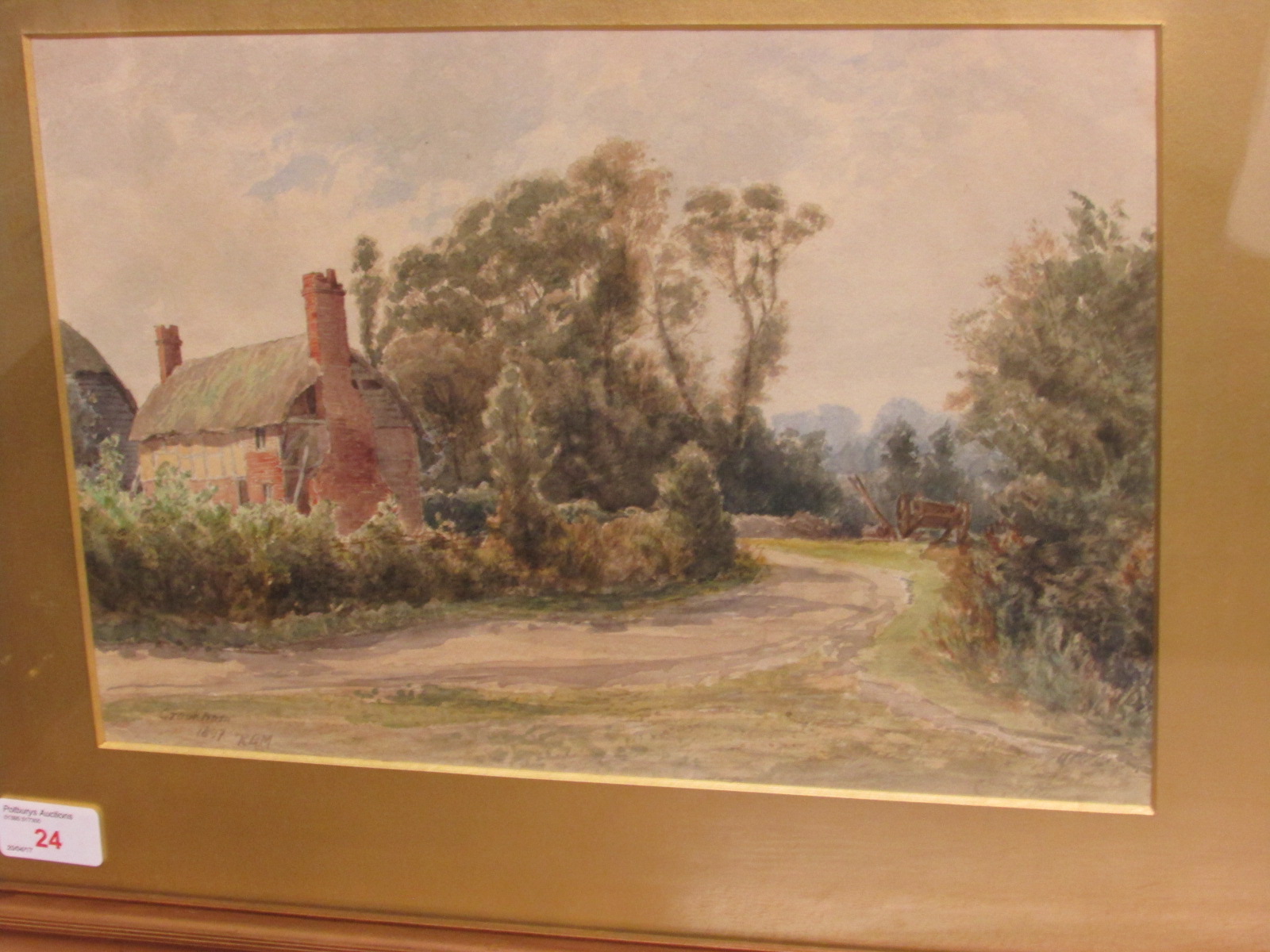 Crookham, watercolour, titled lower left, initialled RBM and dated 1897, (23cm x 34cm), F&G